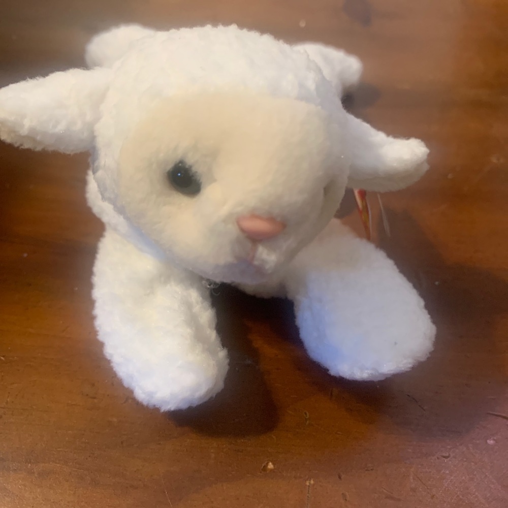 Fleece white lamb beanie baby NWT